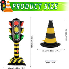 3Pcs 62Inch Self Standing Traffic Light Balloons, Giant Racing Traffic Cones Myl