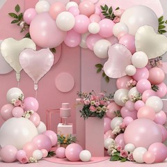 126PCS Pink White Balloon Arch Kit, Different Sizes 18 10 5 Inch Pink White S…