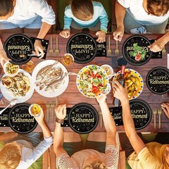Retirement Party Supplies Set for 50 Guests, Black & Gold