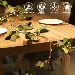 Lighted Eucalyptus Garland Battery Operated with Timer – 6.56Ft 96 Artificial…