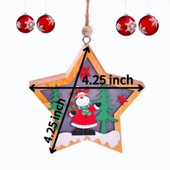 LED Christmas Tree Ornaments Decorative Wooden Santa Claus Charm Pendant Decor