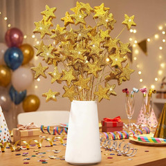 24 Pcs Glitter Star Picks 13.8» Sparkly Star Stem Picks Decoration