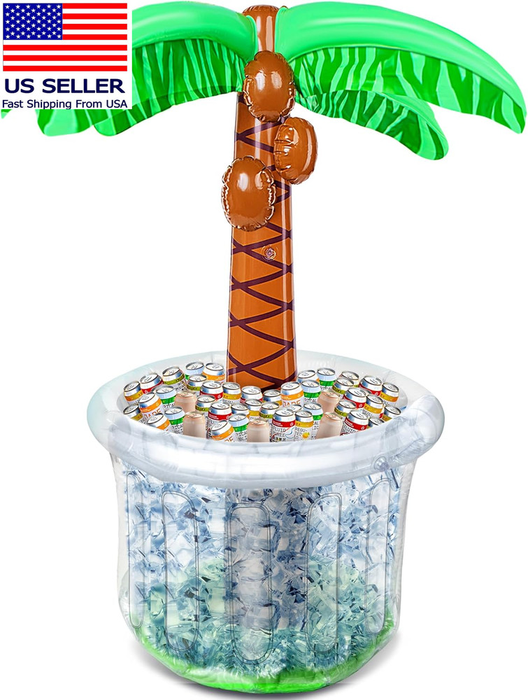 60″ Inflatable Palm Tree Cooler, Beach Theme Decor, Pool Party Decorations, Luau