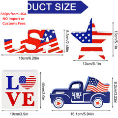 4th of July Decor Patriotic Decorations 6.29×2.48 inches, red, white, blue