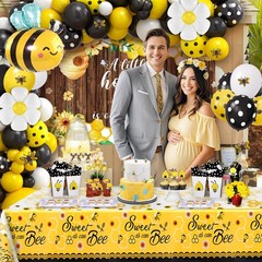 Baby Shower Decorations 133Pcs Neutral Bumble Bee Balloon Arch Bee Themed Party