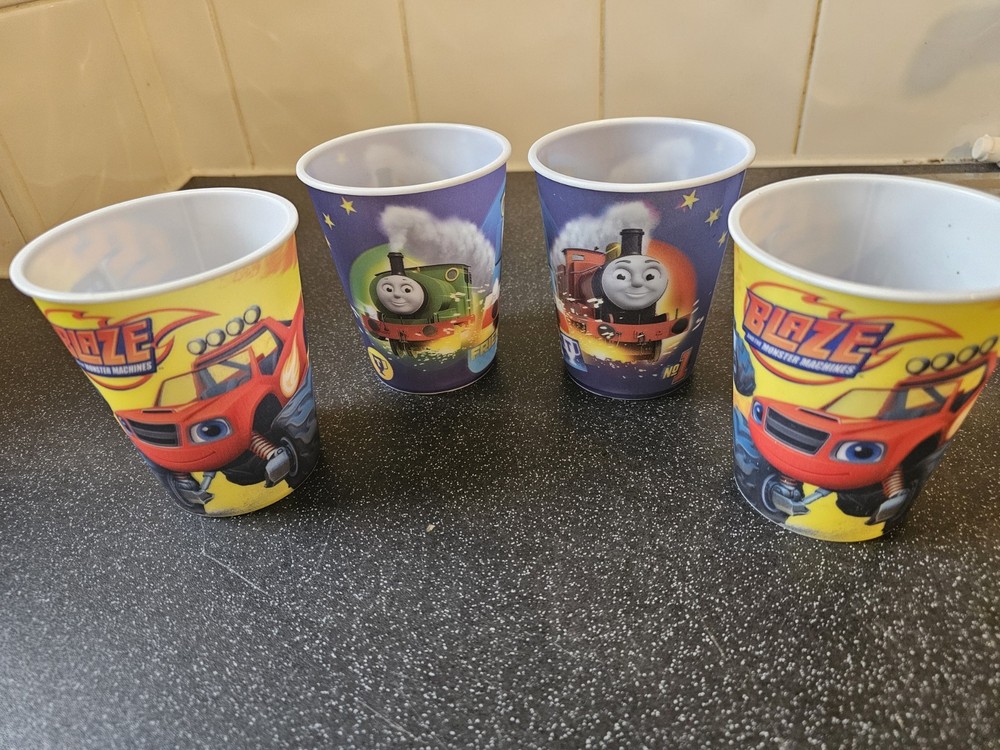 Blaze and Thomas the Tank Plastic Kids Party Cups Everyday Use New and Unused