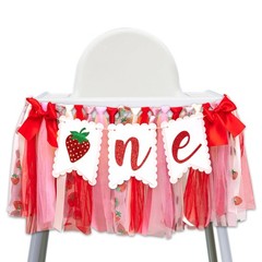 Strawberry One High Chair Banner – Strawberry 1st Birthday Party Decoration B…