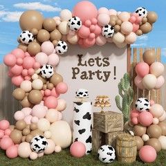 Pink Cow Balloon Arch Kit with Brown Sand White Nude Pastel Pink Brown Cow Pr…