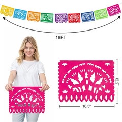 18 Pcs 22FT Mexican Banner Large Plastic Papel Picado Banner Fiesta Party Decor
