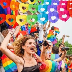 6 Pieces Colorful Rainbow Heart Banner – 60 Feet Colorful Rainbow Gay Pride P…