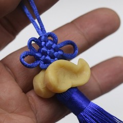 2Pcs Silky Soft Nylon Blue Chinese Knot Tassels for Chinese Holiday Decor