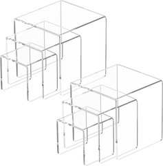 NIUBEE 2 Set Acrylic Risers Display for Funko POP Figures,Clear Cake Stands for