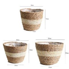 3 Piece Natural Seagrass Basket Set for Plants Decorative Arrangements
