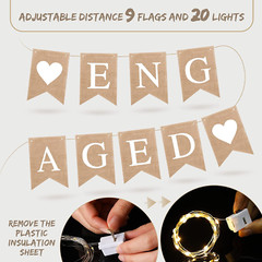 Engagement Party Decorations Engaged Banner LED Fairy Lights Decor Super Sale