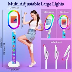 iPad Photo Booth Stand RGB Ring Light Adjustable Head Fit 10.2″-13″ iPad Party