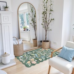 2×4 Rug Washable for Entryway – Non-Slip 2′ x 4′ (Rectangular), Green