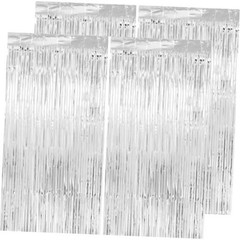 Thicken Streamers 4 Pack 13.2×8.2 FT Tinsel 38.4″W x 98.4″L (Pack of 4) Silver