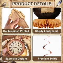 53pcs Magical Party Decorations Theme Banner Hanging Swirls and Honeycomb Cen…