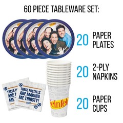 Silver Buffalo Seinfeld TV Series 60 Pack Partyware Disposable Paper Plates, …