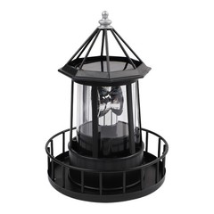 Solar Powered Rotating Lighthouse Light for Outdoor Garden Patio and Lawn Use