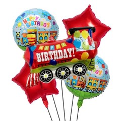 5pcs Colorful Train Shaped Foil Balloons for Car Train Theme Party Decorations
