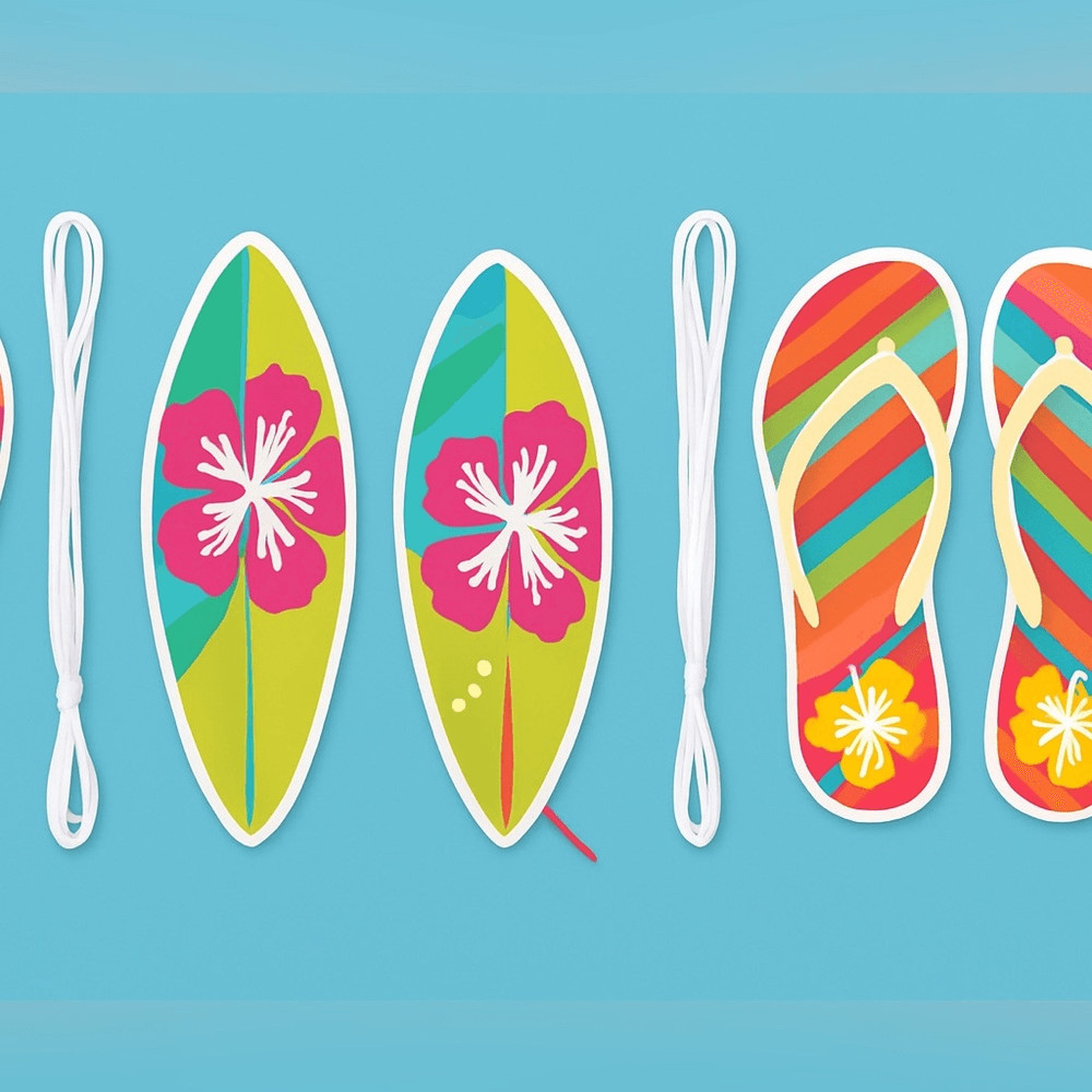 Hanging Banner Aloha Hawaiian Flip Flops Surfboards Beach Party Decorations