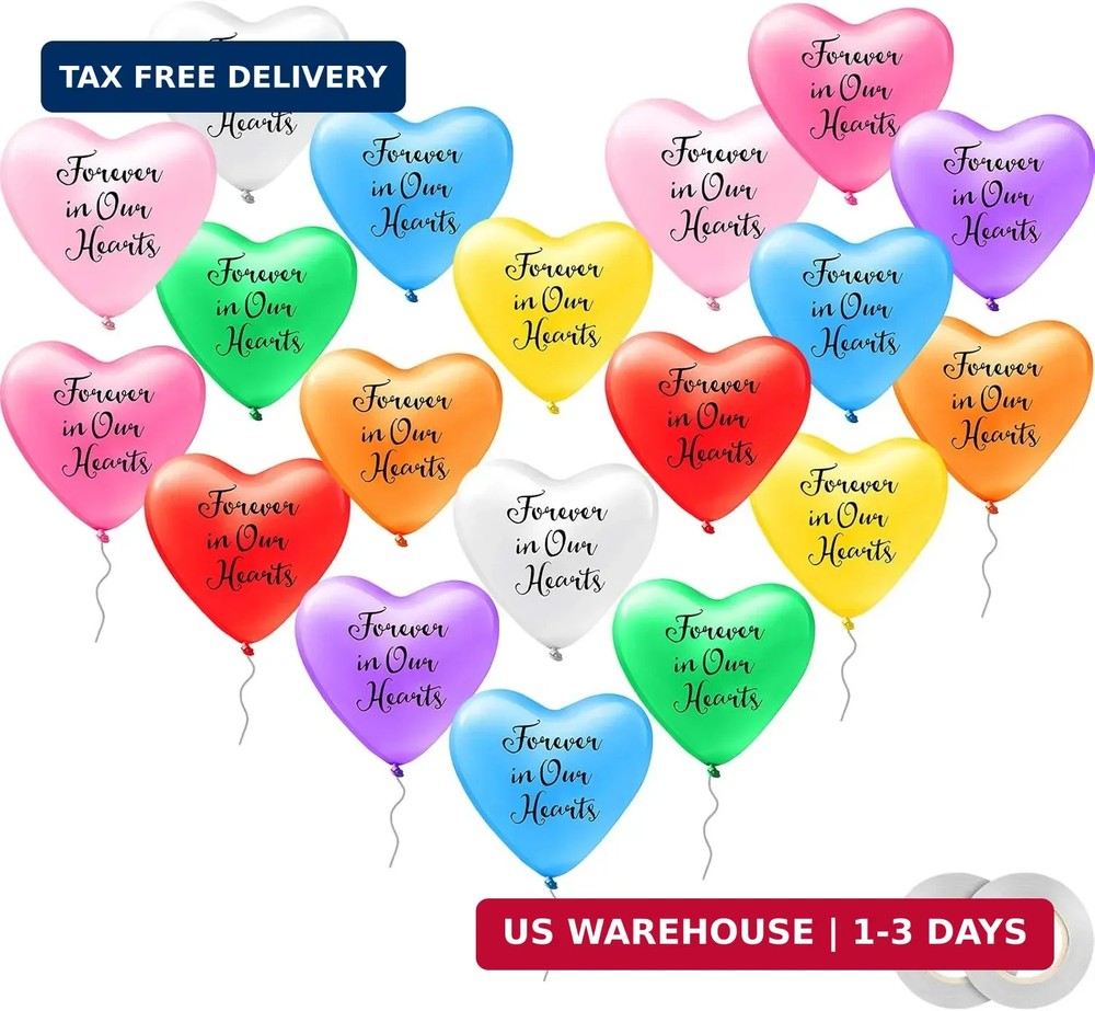72 Pcs Memorial Balloons Funeral Heart Memory Balloons to Release in Sky Remembr