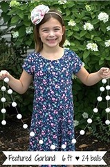 Fourth of July Garland- 6 ft String with 25 Adjustable Shapes, 1″ Felt Balls,…