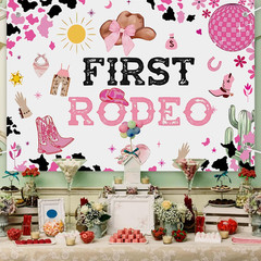 Cowboy 1St Birthday Backdrop Banner Decorations for Girls Western Cowgirl Birthd