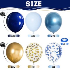 Navy Blue Gold Balloon, 60 Packs 12 Inch Metallic Blue and Macaron Blue Ballo…