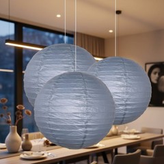 Eco-Friendly 3 Count Grey Paper Lanterns – 14″ Size for Indoor & Outdoor Use