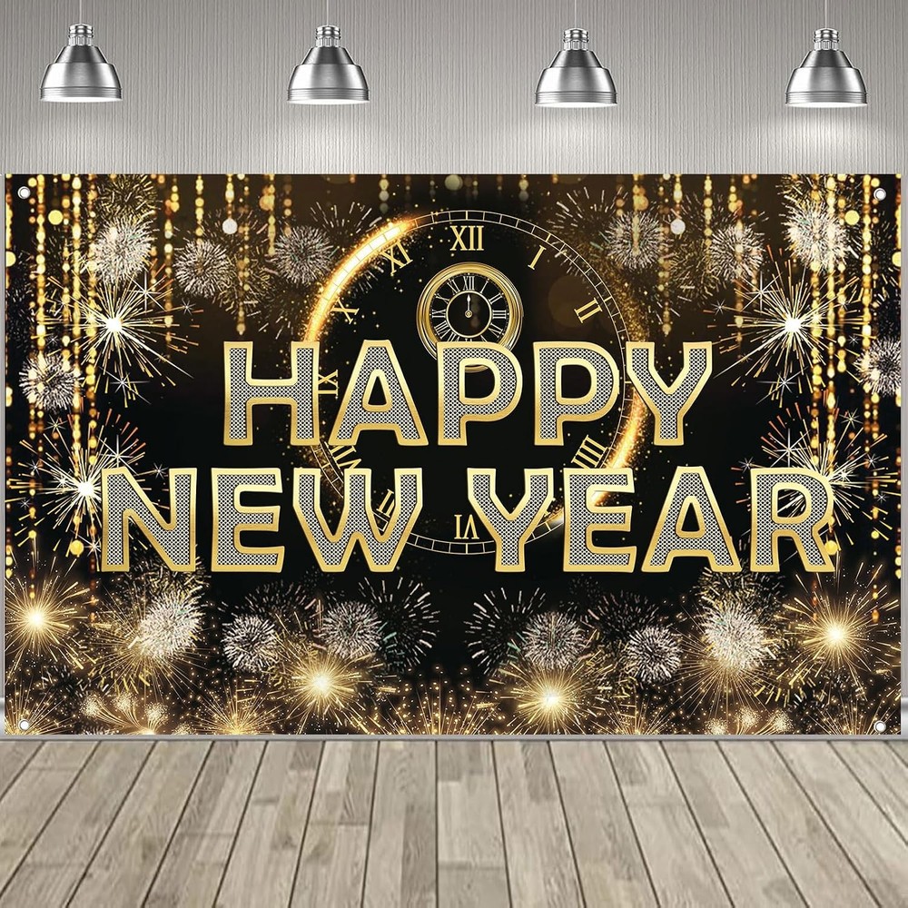 Extra Large Happy New Year Fabric Sign Banner