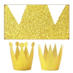 Gold Party Crowns for Kids 6 Pack, Mini Glitter Paper Hats, Prince and Prince…