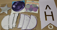 Happy Birthday Party Decor Banner Garland Swirl Streamers Stars Purple Silver