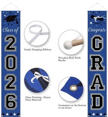 2026 Graduation Decorations Blue, Congrats Grad Porch Banner for Any School