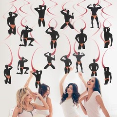 30Pcs Bachelorette Party Hanging Swirls Decorations Rose Gold Male Dancer Hen…