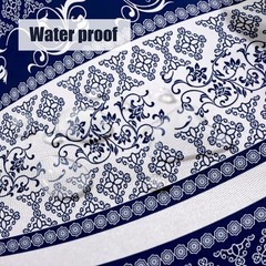 Oval Tablecloth 60×84 Inch, Navy Boho Style Retro Rustic Classic French Polyeste