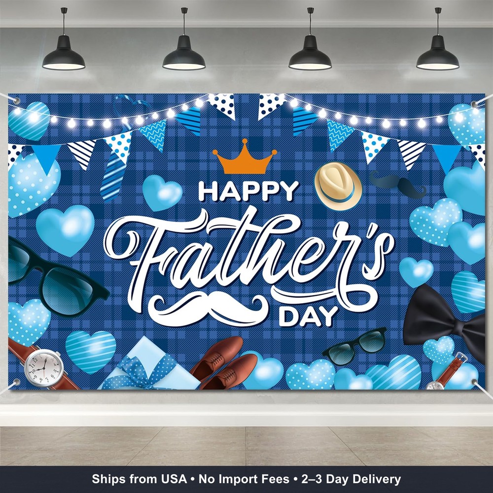 70 9×45 3in Fathers Day Banner Blue Large Fabric Backdrop Party Supplies Photo