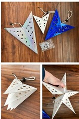 Paper Star Lantern Decorations with LED Lights-Set of 3 (24 in, 18 in, 12 in.)