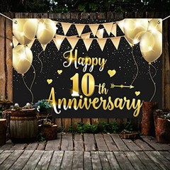 6x4ft Happy 10th Anniversary Banner Backdrop – 10 Wedding Anniversary Decorat…
