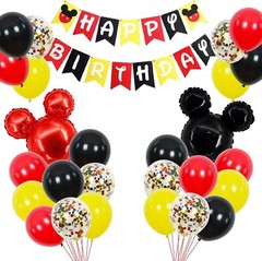 1st Birthday Cartoon Mouse Decorations – Banners, Balloons, Door Hanger, Crown..