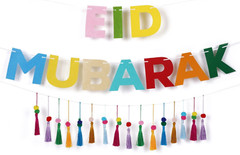 Eid Ramadan Mubarak Decorative Banner with Tassels Decorations Colourful Bunting