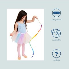 Mini Rainbow Streamer – Long Ribbon Wand for Kids, Pretend Play, Dance, Baton…
