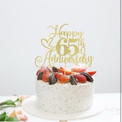 Happy 65th Birthday *Cake Topper* Cake Décor*Gold*