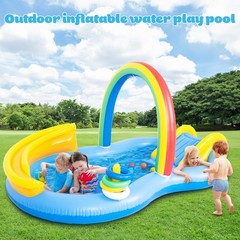 Inflatable Swimming Pool with Water Slide, Inflatable Play Center with Spray …