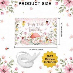 Fairy First Birthday Backdrop Banner – 6×3.6 ft Pink Fairy “One” Party