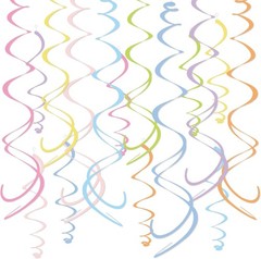 48PCS Pastel Paper Swirl Decorations Hanging Ceiling Streamers for Birthday, …