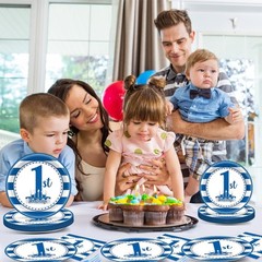 Charming 96-Piece 1st Birthday Tableware – Convenient & Disposable for Parties