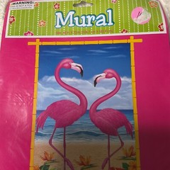 Pink Flamingo Luau Tropical Blue Ocean 42″ x 72″ Wall deco Mural Decoration NEW