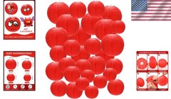 Asian Inspired Hanging Lamps – 48 Pcs Paper Lantern Decor
